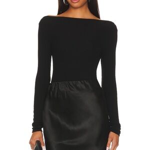 Enza Costa Silk Knit Boat Neck Top in Black